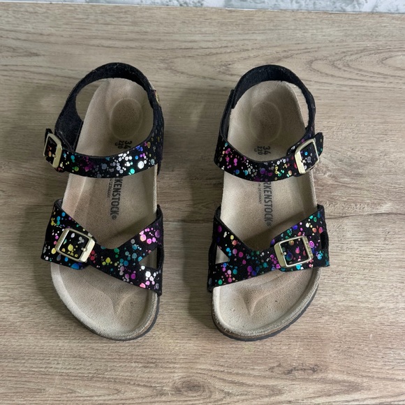 Birkenstock Kids Black Sandals with Multicolor Dots - Picture 5 of 6